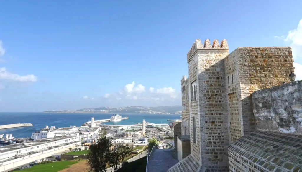Panoramic view of Tangier from the Kasbah overlooking the port and sea
