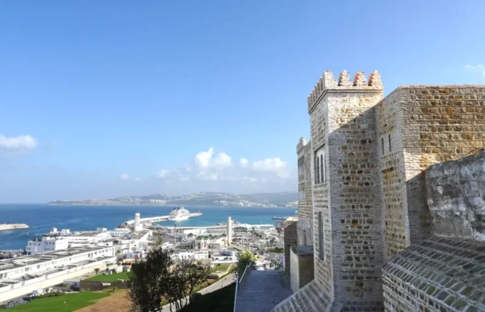 Panoramic view of Tangier from the Kasbah overlooking the port and sea